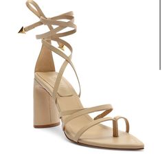 Nib Schutz Nude Leaf Ankle Wrap Leather High Heel Pointed Toe Sandals Size 11b New Scratch On The Back Of The Heel As Pictured Light Weight 4” Heel Beige Leather Ankle Strap Lace-up Sandals, Beige Leather Lace-up Sandals With Open Heel, Beige Lace-up Sandals With Heel Strap, Beige Ankle Strap Lace-up Sandals For Evening, Beige Lace-up Sandals With Ankle Strap For Evening, Beige Lace-up Ankle Strap Sandals For Evening, Beige Evening Lace-up Sandals With Ankle Strap, Elegant Tan Heels For Summer, Chic Tan Heels For Spring