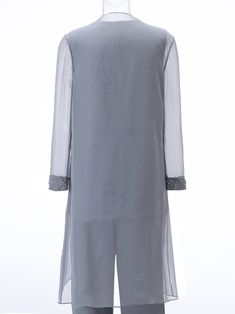 Long Sleeves Chiffon Mother of the Bride Dress Pant Suits | Cicinia Chiffon Long Sleeve Sets For Party, Chiffon Long Sleeve Party Sets, Chiffon Party Set With Long Sleeves, Elegant Georgette Sets For Evening, Elegant Evening Sets In Georgette, Fitted Chiffon Long Sleeve Sets, Fitted Chiffon Set With Long Sleeves, Silk Long Sleeve Evening Suit, Elegant Georgette Sets For Wedding Guests