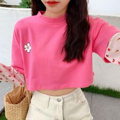 Free Shipping- Flower Printed Pink Top