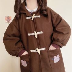 Introducing our Hooded Winter Coat - the epitome of kawaii fashion, available in charming brown and elegant purple! Key Features: Warm & Cozy: Our kawaii winter coat is designed to keep you warm and cozy during chilly seasons. It's perfect for both casual outings and special occasions. Hooded Design: The hood adds a touch of charm and practicality to your winter look. You can pop it up to stay extra warm or simply embrace the kawaii aesthetic. Versatile Colors: Choose between the rich, earthy to Harajuku Style Hooded Winter Outerwear, Kawaii Hooded Outerwear For Fall, Cute Long Sleeve Winter Outerwear, Cute Hooded Outerwear, Harajuku Style Hooded Fall Outerwear, Harajuku Hooded Fall Outerwear, Harajuku Style Long Sleeve Winter Outerwear, Harajuku Long Sleeve Winter Outerwear, Cute Warm Long Sleeve Outerwear