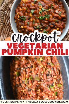 AN image of Vegetarian Pumpkin Chili in a white bowl