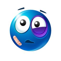 a blue emoticive smiley face with one eye open