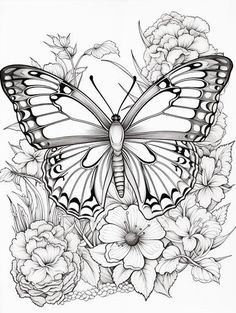 Brain-Boosting Butterfly Coloring Pages - Smart Play Butterfly Coloring Pages, Butterfly Coloring, Printable Adult Coloring Pages, Butterfly Drawing, Flower Coloring Pages, Colorful Butterflies, Coloring Book Pages, Colouring Pages, Coloring Sheets