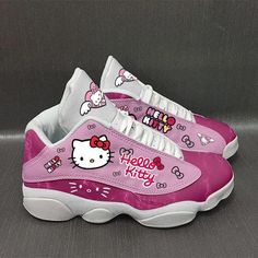 Hello Kitty Gifts, Hello Kitty Shoes, Jordan 13 Shoes, Hello Kitty Characters, Personalized Shoes, Tennis Sneakers, Pink Hello Kitty, Shoes Design, Shoes Air