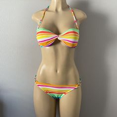 New Without Tags- Victoria Secret Two Pieces Bathing Suit Colorful- Top Size Small Padded - Bottom Size Medium- Bikini White Bikinis, Bathing Suit Top, Bathing Suit, Two Pieces, Victoria Secret, Bathing Suits, Victoria's Secret, Size Medium, Tags