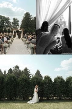 the bride and groom are getting ready to walk down the aisle at their wedding ceremony