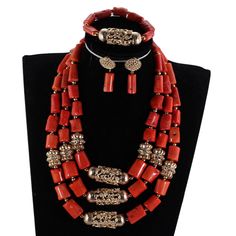 Traditional Nigerian Wedding African Coral Beads Big Real Coral Bead Jewelry Set Women Party Traditional Nigerian Wedding, African Wedding Jewelry, Coral Jewellery, Coral Jewelry Set, Dubai Gold Jewelry, Necklace Traditional, Necklace Set Indian, Women's Jewelry Sets, Nigerian Wedding