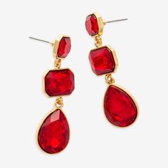 Included: 1 Pair of EarringsEarring Back: PostMetal Color: Gold ToneEarring Length: 15mmEarring Width: 54mmCare: Wipe CleanStone Type: 6 GlassEarrings Type: Post EarringsEarrings Style: Drop EarringsMetal: ZincCountry of Origin: Imported Glass Drop Earrings, Earrings Red, Earrings Drop, Earrings Color, Gold Tones, Drop Earrings, Bar, Glass, Red