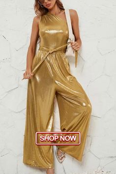 Women's Fashion Wide-leg High-waisted Sleeveless Jumpsuit Glamorous Strapless Sleeveless Jumpsuit For Party Season, High Waist Jumpsuits And Rompers For Party, Sleeveless Jumpsuits For Spring Party, Fitted Sleeveless Jumpsuit For Party Season, Sleeveless Non-stretch Party Jumpsuits And Rompers, Spring Sleeveless Party Jumpsuit, Non-stretch Strapless Summer Jumpsuit For Parties, Glamorous Halter Neck Jumpsuits And Rompers, Glamorous Halter Neck Jumpsuit