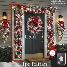 47377570169121|47377570201889 Joulun Aika, Xmas Decorations Outdoor, Diy Jul, Christmas Decorations Wreaths, Porch Christmas, Christmas Themes Decorations, Diy Pots, Red And Silver, Christmas Door Decorations