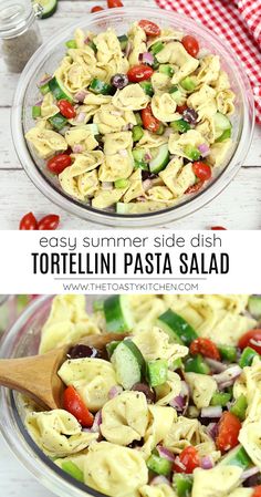 two plates filled with tortelli pasta salad