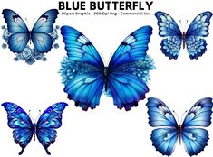 blue butterflies with different shapes and sizes