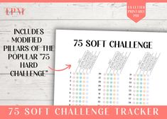 the 75 soft challenge tracker is shown with an arrow pointing to it and text that reads,