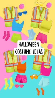 an image of halloween costumes on display with the words halloween costume ideas above them and below it