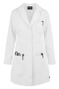 Modern lab coat 4481 with belt detail for just the right touch of tailoring. Practicality is still prioritized thanks to ample pockets and a flexible shape. Inspired by the hit television show, our Grey s Anatomy Classic Scrubs Collection features quality fabrics in both classic and modern silhouettes, for a fit and feel that s authentic to you. • Modern classic • Rounded notch collar • 4-button closure • Plastic buttons • Total of 3 pockets • 1 chest pocket on the left • 2 front patch pockets w Zombie Comic, Doctor White Coat, Women's Lab Coats, Fun Scrubs, Doctor Coat, White Lab Coat, Koi Scrubs, Medical Lab, Doctor Outfit