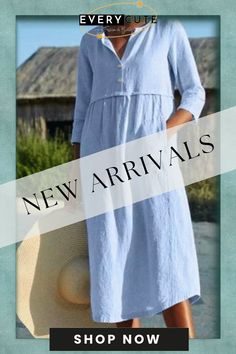 Cotton Linen So Soft Dress Spring Solid Color Relaxed Fit Dress, Relaxed Fit Solid Color Spring Dresses, Spring Dresses In Solid Color With Relaxed Fit, Spring Solid Color Maxi Dress For Daywear, Spring Daywear Shift Midi Dress, Cute Summer Dress, Soft Dress, Cute Summer Dresses, Full Skirt