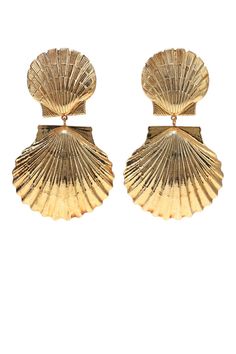 Jennifer Behr Marin Scallop Shell Drop Earrings Gold-plated Shell-shaped Earrings, Gold Shell-shaped Jewelry With Matching Earrings, Gold Plated Shell-shaped Earrings, Gold Shell With Matching Earrings, Shell-shaped Gold Shell Earrings, Gold Shell-shaped Shell Earrings, Gold Shell Drop Earrings, Ocean-inspired, Gold Shell-shaped Earrings, Gold Ocean-inspired Shell Drop Earrings