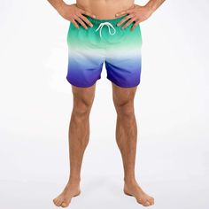 These subtle ombre gradient swim trunks are a great way to show your gay pride in a unique way! Doubles as shorts and swimwear, for those hot summer days. Cute and vibrant ombre gradient design in the colors of the Gay MLM pride flag. MLM stands for male and male-aligned genders who are attracted to other males/male-aligned genders. Also known as the Vincian pride flag; this flag is used to distinguish gay men & gay male-aligned individuals, since over time many in our community have embraced th Casual Ombre Bottoms For Summer, Gradient Color Beachwear Swimwear For Beach Season, Summer Tie-dye Beach Shorts, Ombre Swimwear For Pool, Ombre Swimwear For Summer, Summer Tie Dye Shorts For Beach, Tie Dye Beach Shorts For Summer, Ombre Swimwear For Summer Beach, Ombre Swimwear For Beach In Summer