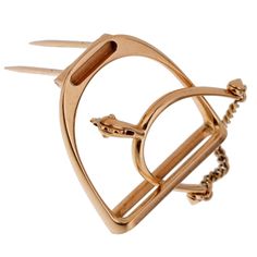 Hermes 1960s' Stirrup Yellow Gold Brooch 0001890 French Luxury Brands, Equestrian Aesthetic, Hermes Jewelry, French Luxury, Hermes Accessories, Gold Brooch, Gold Brooches, Stirrups, Luxury Brand