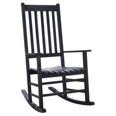 a black rocking chair on a white background