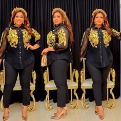 African Americans fashion QFY 2022 Summer Autumn Women Clothing African Dashiki Tops + Inner + Pants 3 PCS Set Plus Size Long Trouser Suit Party Outfits Ankara Style Black-L African Clothes For Women, 2022 Summer Fashion, African American Fashion, African Dashiki, African Clothes, Set Outfits, Ankara Style, Long Trousers, Outfits 2022