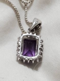 925 Sterling Silver, 15 inch Box Chain Necklace and Charm, Rectangular Purple Pendant, Fashion Accessory This is a great find and priced to sell. Very decorative. The purple bead is plastic but still a very elegant piece of jewelry. The measurement of 15 inches is from the top of the necklace to the top of the pendant. The pendant is another 1 inch tall and .60 inch wide. Check out our shop for monthly specials. We have a variety of items for every taste. Combine several of our items together to Silver Rectangular Necklace For Anniversary, Silver Necklace With Rectangular Stone For Anniversary, Rectangular Box Chain Necklace For Anniversary, Sterling Silver Rectangular Gemstone Necklace, Rectangular Sterling Silver Necklace With Gemstone, Rectangular Sterling Silver Jewelry For Formal Occasions, Formal Sterling Silver Rectangular Jewelry, Anniversary Box Chain Rectangular Necklaces, Square Silver Fine Jewelry