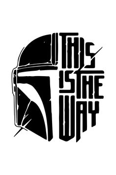 the logo for this is the way, which features a helmet with an arrow on it