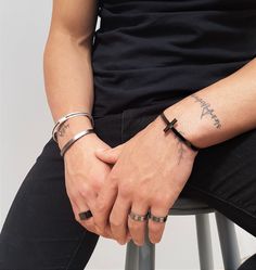 "Mens jet black cross bracelet, glossy black stainless steel unisex cross cuff, fathers gift, boyfriendgift, mens rockstyle black bracelet Welcome to my shop! ✈️ DHL EXPRESS SHIPPING AVAILABLE, 1-3 BUSINESS DAYS DELIVERY! ✔️ PLEASE MAKE SURE TO SELECT IT, RIGHT BEFORE YOUR PURCHASE! ❗️ ❗️ DON'T FORGET TO ADD YOUR CELL # AT THE \"NOTE TO SELLER\" SECTION IF YOU CHOOSE DHL! BY FILLING YOUR CELL NUMBER YOU EARN THE BENEFIT TO CHOOSE BETWEEN 6 DIFFERENT DELIVERY OPTIONS! INSTRUCTIONS WILL BE SENT TO Double Band Ring, Double Band Rings, Black Bracelet, Black Cross, Black Bracelets, Cross Bracelet, Silver Band Ring, Oxidized Silver, Pinky Ring