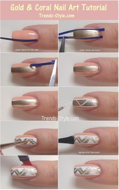 You sure love your nails, you're always looking for new and unique styles, but sometimes you don't have enough time or lacking the right tools to apply some styles. What if there's an easier way to apply them? Here we brought you 20 styles that can be done easily and don't require much time. Coral Nail Art, Coral Nail, Nails Coral, Acrylic Ideas, Gold Nail Art, Coral Nails, Nail Designs Tutorial, Nail Art For Beginners