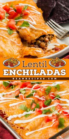 Brighten your meals with Lentil Enchiladas! This vegetarian recipe combines green lentils with flour tortillas for a delightful twist on easy breakfast food. Perfect for any time of the day, this best lunch recipe will leave you craving more. Pin it now! Leftover Lentil Recipes, What To Make With Lentils, Recipes Using Lentils, Lentil Recipes Mexican, Bean Entrees, Vegetarian Lentil Recipes, Meals With Lentils, Lentil Burrito, Easy Meal Ideas For Dinner