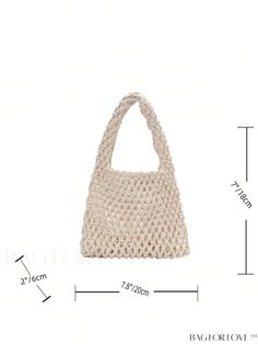 BagForLove - Compact Crochet Bag with Delicate Hollow Design Product Description Color Beige Details Hollow Magnetic No Bag Size Mini Type Crochet Bags Strap Type Double Handle Pattern Type Plain Features Lightweight Closure Type No-closure Composition 100% Polyester Care Instructions Do not wash Material Polyester Size Chart INCH CM Bag Length Bag Width Bag Height Handle Height 7.9 inch 2.4 inch 7.1 inch 4.3 inch Bag Length Bag Width Bag Height Handle Height 20 cm 6 cm 18 cm 11 cm Details Pictu Lightweight Crochet Bag For Shopping, White Lightweight Crochet Bag For Everyday, White Crochet Bag For Everyday Use, White Crochet Bag For Everyday, Everyday White Crochet Bag, White Handheld Crochet Bag For Everyday Use, Cream Handheld Crochet Bag For Daily Use, White Eco-friendly Crochet Shopping Bag, Eco-friendly White Crochet Shopping Bag