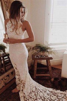 Lace Mermaid Sleeveless Halter Chapel Train Wedding Dresses-Ballbella Open Back Wedding Dresses, Mermaid High, Backless Lace Wedding Dress, Chapel Train Wedding Dress, Open Back Wedding, Bohemian Wedding Dress Lace, Wedding Dresses Mermaid, Wedding Dresses Uk, Cheap Wedding Dresses Online