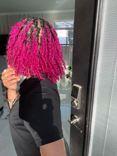 Fuschia Locs, Magenta Locs Black Women, Dark Pink Locs, Magenta Locs, Hot Pink Locs, Pink And Black Locs, Lavender Locs, Coloured Locs, Pink Locs