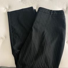 Fun Pin Stripe Work Pants. Never Worn Elegant Striped Pants For Office, Elegant Striped Office Pants, Striped Business Trousers, Striped Trousers For Business, Striped Straight Pants For Office, Tailored Dress Pants With Vertical Stripes For Work, Tailored Vertical Stripe Dress Pants For Work, Striped Wide Leg Pants For Work, Striped High-waisted Pants For Work