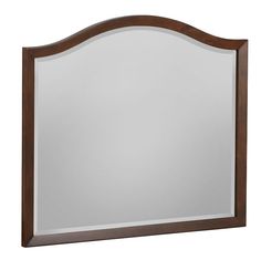 a wooden frame mirror on a white background