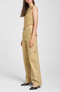 Amp up your casual-cool game in these wide-leg cargo pants crafted from durable cotton. Zip fly with button closure Front slant pockets; back button-flap pockets; cargo flap-patch pockets Lined 100% cotton Machine wash, dry flat Imported Renee Simonsen, Edita Vilkeviciute, Wide Leg Cargo Pants, Carolyn Murphy, Bianca Balti, Lauren Bacall, Charlotte Casiraghi, Nordstrom Store, Fabric Gifts