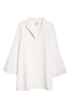 Embrace the warm-weather days in this pure-cotton shirtdress fashioned with long bell sleeves, handy side pockets and a spread collar. Slips on over head Spread collar Long sleeves Side-seam pockets Side vents 100% cotton Machine or hand wash, line dry Imported Spring Collared Tunic For Workwear, Spring Workwear Collared Tunic, Summer Cotton Tunic For Work, Summer Workwear Cotton Tunic, Classic Spring Shirt Dress For Brunch, Feminine Long Sleeve Cotton Shirt Dress, Classic Shirt Dress For Spring Brunch, Elegant Cotton Tunic For Spring, Collared Tunic For Summer Daywear