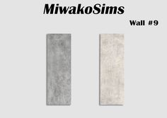 two pieces of concrete with the words miwako sims on it and an image of