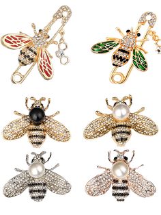 PRICES MAY VARY. What you will receive: You will receive 6 bee brooches for women. Can be worn on hats, clothes, bags and other clothing to decorate yourself. Material: Made of high-quality alloy, very good quality, can be worn for a long time, inlaid with multiple crystals, sparkling under the light. Application Scenario: You can wear this exquisite brooch to attend dinner parties, themed events, important meetings, birthday parties, etc., to bloom your unique personal charm. PERFECT GIFT: On i Bee Pin, Steel Flowers, Women's Fashion Set, Bee Jewelry, Bee Brooch, Themed Events, Enamel Lapel Pin, Pin Jewelry, Rhinestone Brooches