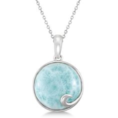 Round Genuine Larimar Pendant Necklace 14mm Gemstone Sterling Silver Womens Silver Jewelry, Cheap Silver Rings, Larimar Jewelry, Larimar Pendant, Silver Jewelry Design, Sterling Silver Necklace Pendants, Handmade Pendant, Round Pendant, Silver Pendant Necklace