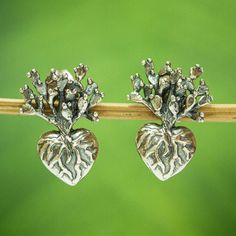 In sterling silver with a combination of polished and oxidized finishes nopal cacti take root in human hearts. Mexican artisan Francisco Sanchez creates the fascinating drop earrings. Human Hearts, Cactus Motif, Cactus Earrings, Pretty Pendant, Sterling Silver Drop Earrings, Handmade Heart, Sterling Silver Hoop Earrings, Silver Drop Earrings, Sterling Silver Hoops