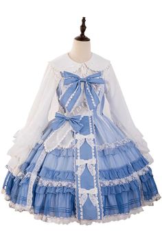 Blue Multi-layer Ruffle Bowknot The Covenant of Summer Isle Sweet Prin – LolitaInside Black Wedding Gowns, Style Types, Farm Dress, Art Outfit, Leopard Cat, Spring Summer Autumn Winter, Summer Black Dress, Kawaii Fashion Outfits, Sweet Lolita