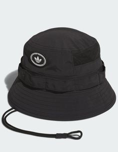 Adidas Vista Boonie Hat. Whether You're Headed Out For A Day On The Water Or A Night In The City, This Adidas Bucket Hat Will Keep You Comfortable. Wear It With Or Without The Chin Strap To Switch Things Up. Mesh Details Keep The Air Flowing, So You'll Always Keep Your Cool. Imported. Adidas Adjustable Casual Bucket Hat, Adidas Casual Adjustable Bucket Hat, Casual Adjustable Black Bucket Hat, Black Hats For Outdoor Activities In Spring, Casual Black Adjustable Bucket Hat, Black Wide Brim Sun Hat For Sports, Black Bucket Hat For Sports, Black Brimmed Sun Hat For Sports, Black Nylon Bucket Hat