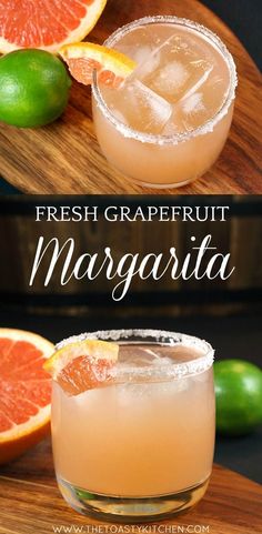 grapefruit margarita with oranges and lime on the side