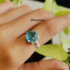 Blue Topaz Ring, 925 Sterling Silver, Handmade Gemstone Ring, Anniversary Gifts, Women's Ring, Silver Jewelry, Anniversary Gifts, Gifts. This One of a kind ring is adorned with beautiful Light Blue Topaz Gemstone set in sterling silver.Blue Topaz is the birthstone representing the sign of Taurus. About gemstones-Blue Topaz is known for its beauty, elegance and simplicity and durability. Blue topaz is associated with Throat and Eye chakras and helps to attune to higher realms. Wearer of this ston Handmade Topaz Rings As A Gift, Adjustable Blue Topaz Ring For Gift, Turquoise Topaz Ring In Sterling Silver For Anniversary, Adjustable Sterling Silver Topaz Ring Gift, Handmade Adjustable Topaz Ring For Anniversary, Blue Topaz Ring Stamped 925, Silver Blue Topaz Crystal Ring For Gift, Sterling Silver Solitaire Topaz Ring Gift, Gift Blue Topaz Ring Stamped 925