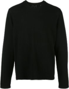 Modern Black Long Sleeve Sweater, Black Long Sleeve Fine Knit Sweater, Black Fine Knit Long Sleeve Top For Winter, Modern Cashmere Sweater With Ribbed Collar, Elegant Long Sleeve Sweatshirt, Modern Fitted Crew Neck Sweater, Elegant Crew Neck Long Sleeve Top For Winter, Modern Fitted Cashmere Sweater, Black Fine Knit Long Sleeve Crew Neck Top