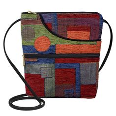 PRICES MAY VARY. Our handmade women's handbags are proudly made in the USA from gorgeous, hand cut tapestry fabrics and water-resistant nylon lining. Stylish and comfortable with a clever nylon microfiber cord that adjusts from the inside; adjustable from 6” to 56” to be worn as a Clutch, Shoulder Bag or Crossbody Purse Bella Purse is a perfect little size, great for day or night, measuring 9” wide x 10” high x 2.5” deep Festival fabric with contemporary geometric shapes in dramatic red, green, Pumpkin Bunny, Ties Crafts, Scrap Collage, Tiny Skeleton, Bear Plushie, Mouse Crochet, Necktie Crafts, Tapestry Handbags, Purse Ideas