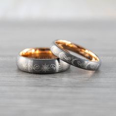 2 Piece Couple Tribal Sun and Moon Rings, Sun and Moon Wedding Bands, Tribal Sun and Moon Rings, Gunmetal Rings, Gunmetal Tungsten Bands, Sun and Moon Wedding Bands Spiritual Metal Wedding Rings, Crescent Moon Phase Wedding Jewelry, Symbolic Wedding Jewelry With Intricate Design, Adjustable Moon Phase Rings For Wedding, Spiritual Wedding Jewelry With Sun And Moon Design, Spiritual Sun And Moon Design Jewelry For Weddings, Celestial Metal Ring Jewelry, Celestial Style Engraved Wedding Jewelry, Celestial Style Engraved Jewelry For Wedding