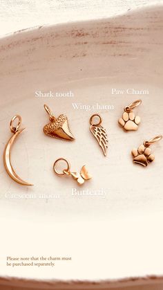 Mix and match your favorite pendant charms to create a personalized piece of jewelry. Each charm is sold separately and individually. Item Details:This is a listing for ONE(1) Gold Charm. ( Including a 14k gold-filled jumping 7mm ) Tiny Butterfly Charm, Natural Bronze, 10mm.Paw Charm, Natural Bronze, 9mm.Shark Tooth Charm, Natural Bronze, 11mm.Wing Charm, Natural Bronze, 15mmCrescent Moon charm Natural Bronze, 22 mm *Natural Bronze - Our bronze is a high-quality Italian copper and tin alloy cont Minimalist Sterling Silver Charm Necklace With Dangling Charms, Minimalist Charm Necklaces For Best Friend Gift, Minimalist Charm Necklace For Best Friend Gift, Customizable Sterling Silver Charm Necklace For Best Friend, Minimalist Charms With Removable Features For Gifts, Minimalist Charms With Removable Features For Gift, Minimalist Charms With Removable Details For Gift, Minimalist Charms With Removable Details As Gift, Minimalist Gold Jewelry With Removable Charms