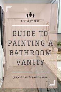 a bathroom with the words guide to painting a bathroom vanity